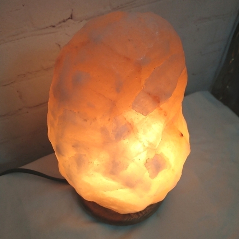 Natural Pink HIMALAYAN salt Lamp on Wood Base 2 Setting Low / High Switch 8.5" - Picture 1 of 11